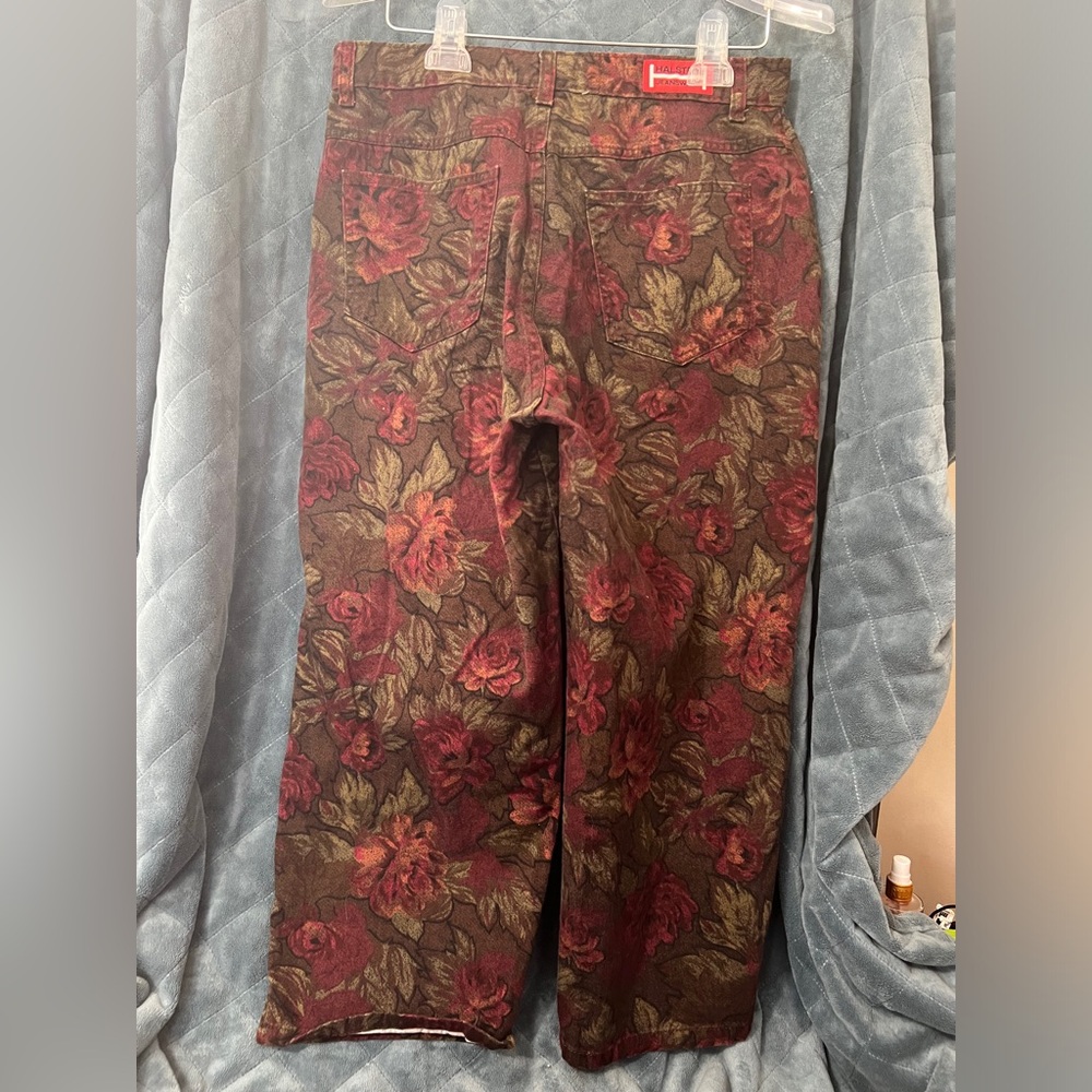 Women's Vintage Halston Jeanswear Rose Patterned Jeans Size 12